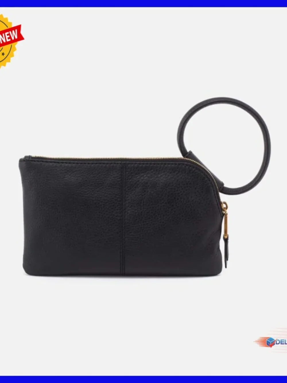 Leather Wristlet Clutch with Handle, Credit Card Slots, Zip Pocket